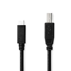 USB-Kabel | USB 2.0 | USB-C Male | USB-B Male | 480 Mbps | Vernikkeld | 2.0 m | Rond | PVC | Zwart