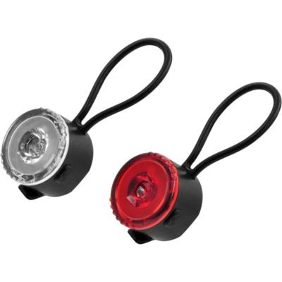 LED fietslamp set - rond - rood/wit - 2-delig - 3 standen - 30 mm