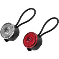 LED fietslamp set - rond - rood/wit - 2-delig - 3 standen - 30 mm
