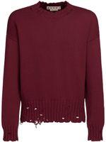 Marni pull en coton à effet usé - Rouge