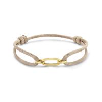 Beige Satijnen Armband met 14k Gouden Element - Verstelbaar 13-26 cm, 6 mm