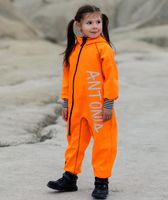 Waterproof Softshell Overall Comfy Neon Orange Striped Cuffs Jumpsuit