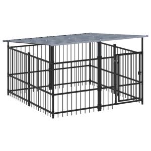 The Living Store Hondenhok Speelkennel - 200 x 198 x 128 cm - Stalen Stangen - Gepoedercoat Staal - Zwart