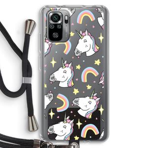 Rainbow Unicorn: Xiaomi Redmi Note 10S Transparant Hoesje met koord