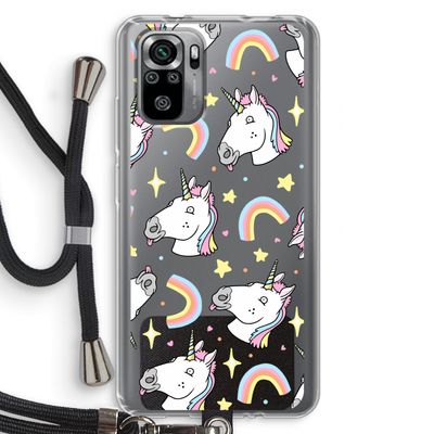 Rainbow Unicorn: Xiaomi Redmi Note 10S Transparant Hoesje met koord