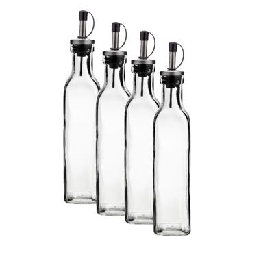 Cosy & Trendy Olie en azijn flessen - 4x - glas - 300 ml - schenktuit - afsluitbare dop