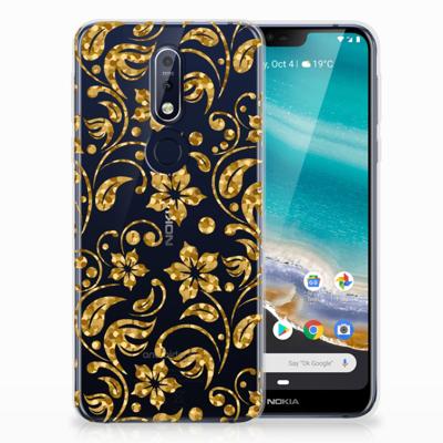 Nokia 7.1 | TPU Case | Gouden Bloemen Nokia 7.1 | TPU Case | Gouden Bloemen