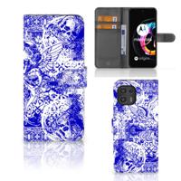 Telefoonhoesje met Naam Motorola Edge 20 Lite Angel Skull Blauw