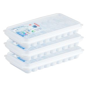 3x stuks Trays met Flessenhals ijsblokjes/ijsklontjes staafjes vormpjes 10 vakjes kunststof wit