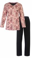 Medaillion dames pyjama Knoopsluiting - Blush Pink - Roze katoenen pyjama met lange mouwen