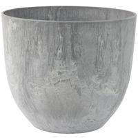 Bloempot/plantenpot van gerecycled kunststof betongrijs D33 en H29 cm