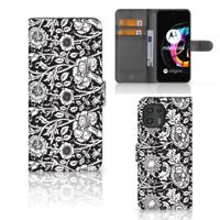 Motorola Edge 20 Lite Hoesje Black Flowers | Portemonnee hoesje