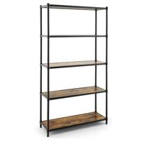 Opbergrek met Flexibele Montage 5 Niveaus Boekenrek Industrieel Staand Rek voor Woonkamer Slaapkamer en Keuken Bruin
