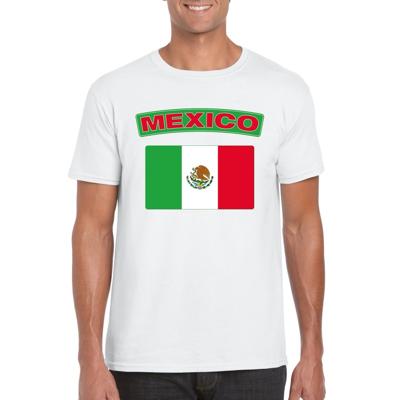 Mexico supporters t-shirt - met vlag print - wit - voor heren - landen - kleding Mexico supporters t-shirt - met vlag print - wit - voor heren - landen - kleding