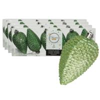 Kersthangers dennenappels - 24x st - groen - glitter - 8 cm - kunststof - kerstversiering