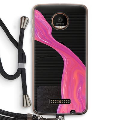 Paarse stroom: Motorola Moto Z Force Transparant Hoesje met koord