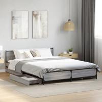 Bedframe met lades bewerkt hout grijs sonoma eiken 150x200 cm