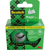 Scotch Magic Tape plakband ft 19 mm x 7,5 m, dispenser + 3 rolletjes, ophangbaar doosje