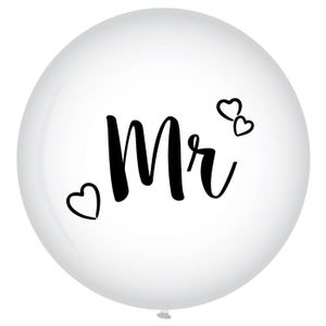 XL Ballon Mr. Bruiloft Wit - 90 cm