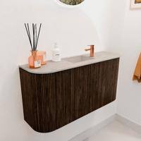 Toiletmeubel Mondiaz Joya Dlux | 83.2 cm | Meubelkleur Walnut | Faye wastafel Opalo Wasbak Midden | 1 kraangat