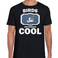 T-shirt birds are serious cool zwart heren - vogels/ grote zilverreiger shirt 2XL  -