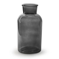 Bloemenvaas - smoke grijs/transparant glas - H20 x D10 cm   - - thumbnail