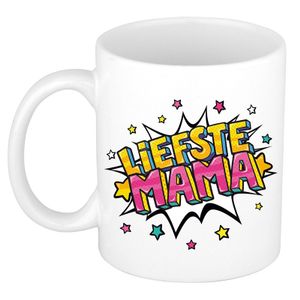 Liefste mama cadeau mok / beker wit 300 ml