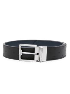 Emporio Armani ceinture en cuir à logo embossé - Noir