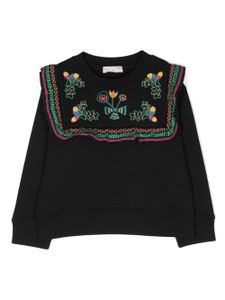 Stella McCartney Kids sweat brodé à volants - Noir