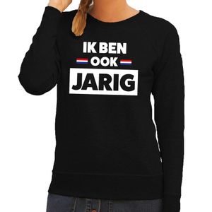 Zwart Ik ben ook jarig sweater met Hollandse vlag dames