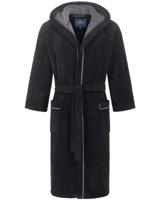 Morgenstern Morgenstern herenbadjas met capuchon Daniel chromezwart/petrol Maat L