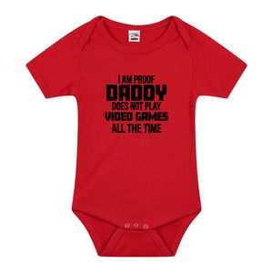 Proof daddy does not only play games cadeau baby rompertje rood jongen/meisje