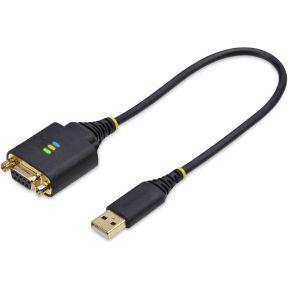 StarTech.com 1P1FFCN-USB-SERIAL seriële kabel Zwart 0,3 m USB Type-A DB-9