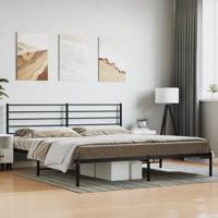 Bedframe met hoofdbord metaal zwart 193x203 cm - thumbnail