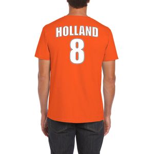 Oranje supporter t-shirt met rugnummer 8 - Holland / Nederland fan shirt voor heren