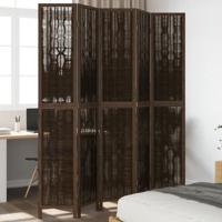 Kamerscherm met 5 panelen massief paulowniahout donkerbruin - thumbnail
