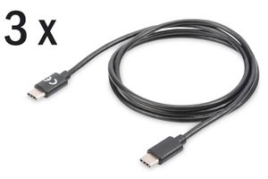 Digitus USB-kabel USB 2.0 USB-C stekker, USB-C stekker 1.00 m Zwart Afgeschermd AK-880908-010-S