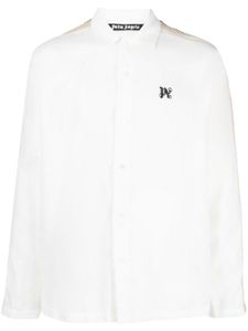 Palm Angels chemise en lin à motif monogrammé - Blanc