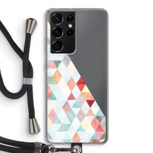 Gekleurde driehoekjes pastel: Samsung Galaxy S21 Ultra Transparant Hoesje met koord