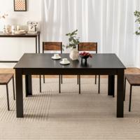Houten Eettafel Grote Tafel Rechthoekige Keukentafel Eetkamertafel voor 6-8 Personen Eetkamermeubels Zwart 160 x 80 cm