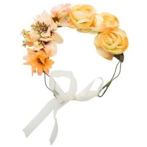 Hippie/flower power oranje verkleed bloemen  hoofdband   -