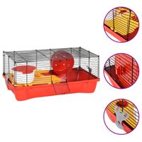 Hamsterkooi 58x32x36 cm polypropeen en metaal rood