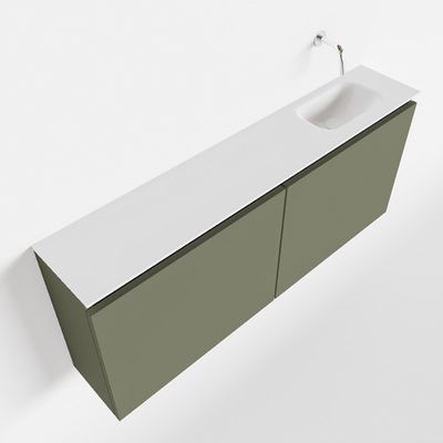 Toiletmeubel Mondiaz Ture | 120 cm | Meubelkleur Army | Eden wastafel Talc Rechts | Zonder kraangat