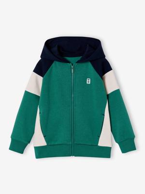 Sweater met rits jongen met capuchon coloblock groen Sweater met rits jongen met capuchon coloblock groen