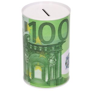 Spaarpot blik 100 euro biljet 8 x 15 cm - Spaarpotten