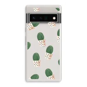 Cactusprint roze: Google Pixel 6 Pro Transparant Hoesje