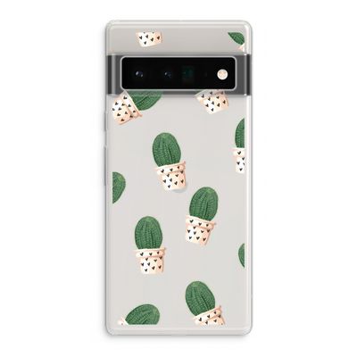 Cactusprint roze: Google Pixel 6 Pro Transparant Hoesje