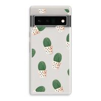 Cactusprint roze: Google Pixel 6 Pro Transparant Hoesje