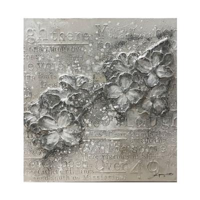 Canvas Schilderij bloemen zilver 2