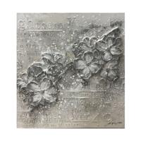 Canvas Schilderij bloemen zilver 2